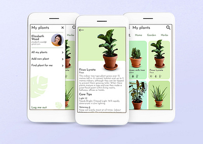 Plant app app application mobile plant prototype ui ux wireframe