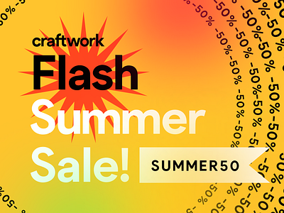 Flash Summer Sale -50% OFF for all products ⚡️ 50 craftwork discount discounts flash giveaway illustration sale sales salesforce storytale summer uikit