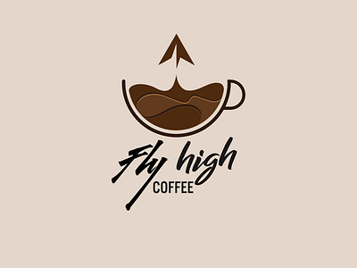 Fly High Coffee logo by Brandall Agency airplane branding coffee coffee cup cup fly fly high flyer flying high illustration launch logo logo design paper plane paper planes plane planes startup