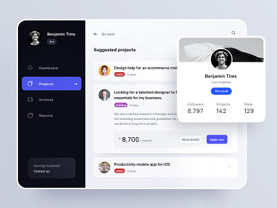 Projects Screen app ipad list mobile mobile app profile projects ui ux