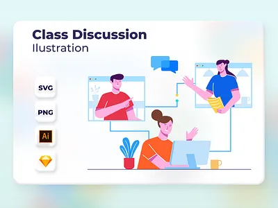 Class Discussion app design header illustration landingpage onboarding ui vector web website
