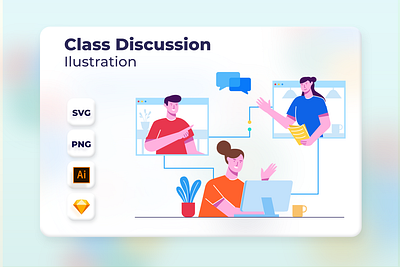 Class Discussion app design header illustration landingpage onboarding ui vector web website