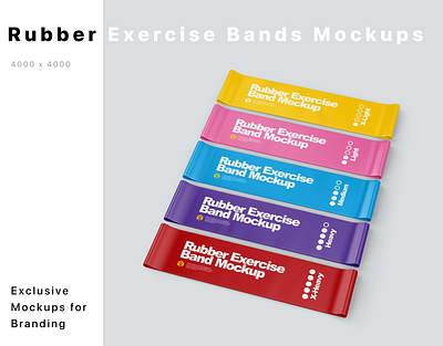 Rubber Exercise Bands Mockups 3d branding design logo mock up mockup mockupdesign smartobject vector visualization