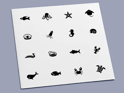 Sea Animal Icons animal crab eel fish icon icon design icon set icons lobster octopus sea animals seahorse squid starfish stingray turtle whale