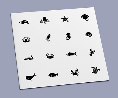 Sea Animal Icons animal crab eel fish icon icon design icon set icons lobster octopus sea animals seahorse squid starfish stingray turtle whale