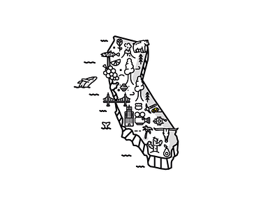 California Map - Cessabit android app app store california game game art game asset game design illustration ios los angeles map mobile app mobile game mobile ui outline san francisco souvenir united states usa
