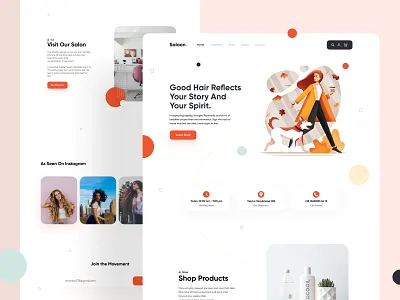 Saloon - Landing Page beauty beauty salon boutique clean clean ui girl illustration hair illustration interaction landing page layout make up minimal minimalistic salon ui uidesign ux webdesign website