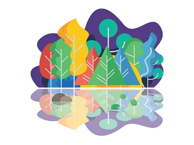 Forest art colorfull design flat forest graphic illustration simple tree vector