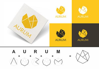 Aurum – Logo Creation & Brand Extension brand creation brand identity branding design jewelry logo standee