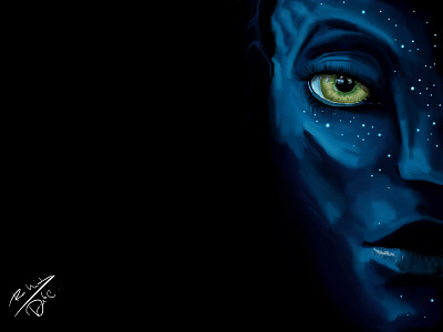 Avatar : I SEE YOU avatar beautiful black blue design design art design digital digital digital illustration digital painting digitalart eyes james cameron painting sketch wallpaper zoe saldana