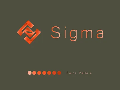 Sigma Logo abstract branding dark grey flat design illustration logo orange sigma simple symbol vector