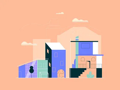 Neighbourhood app buildings explainer flat design flat illustration vector vector illustration web web illustration