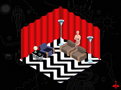 Daily Doodle Exercise - Twin Peaks Black Lodge Isometric adobe illustrator black lodge contrast daily art daily doodle daily illustration design flat desig flat design gradient gradient color graphic design illustration isometric isometric design product design realistic twin peaks vector vector illustration