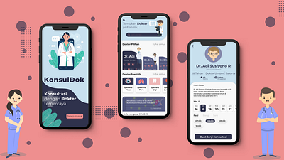 Aplikasi KonslDok design doctor doctor app dokter illustration indonesia konsul konsultasi ui ux vector