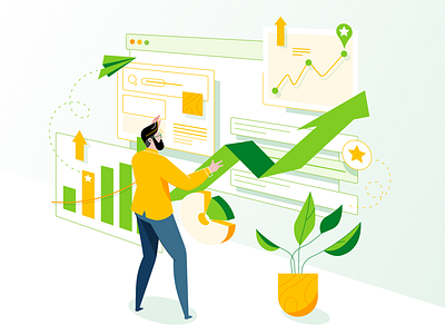 Grow your business affinity designer characterdesign charts hero image illustration illustrator marketing seo simple stats