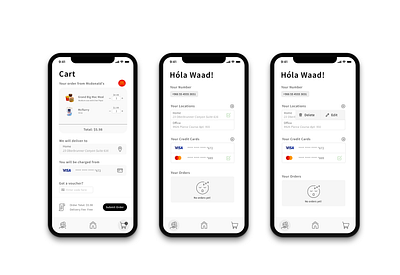 Food Delivery Mobile App cart food delivery app food order food ordering minimalistic mobile ui order profile ui ux