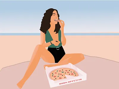 Italian summer vibes art artist beach character character design creative design draw flat girl graphic illustration illustration italian italy pizza sea summer vector