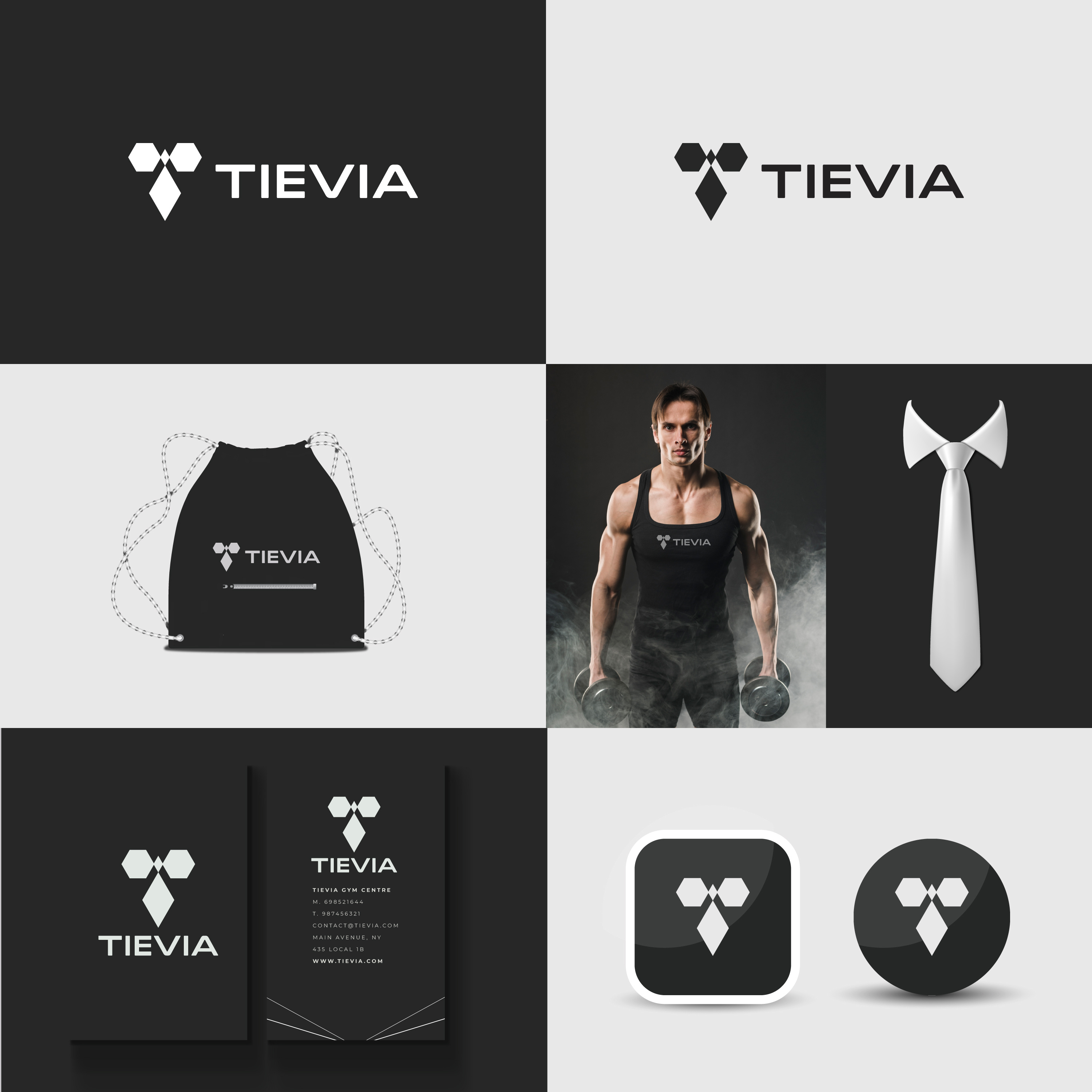 Gym logo design for Tievia brand brand identity branding design dumbbell dumbbell logo fitness logo graphic design gym gym logo health care letter logo letter mark logo logo design modern logo t logo workout logo