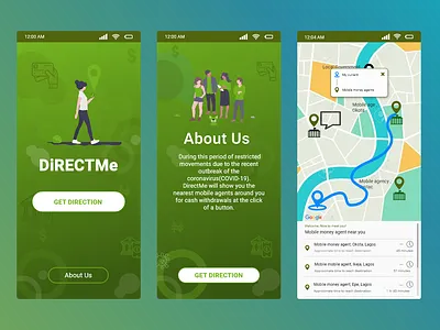DirectMe Mobile App design illustration ui
