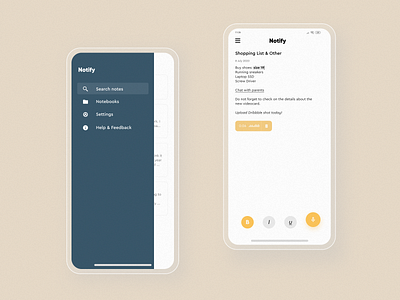 Notify - Mobile #2 app app design application clean design material minimalism mobile note notes notes app texture typography ui uidesign uiuix uiux