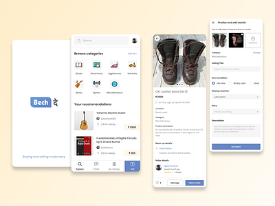 Buying and selling app - Bech de app design appdesign blue design flat iconography logo minimal ui ux