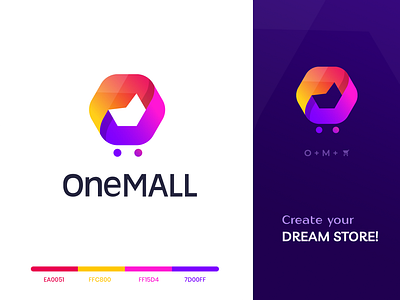 OneMall eCommerce Logo Design app branding creative illustration illustrator vector webdesign