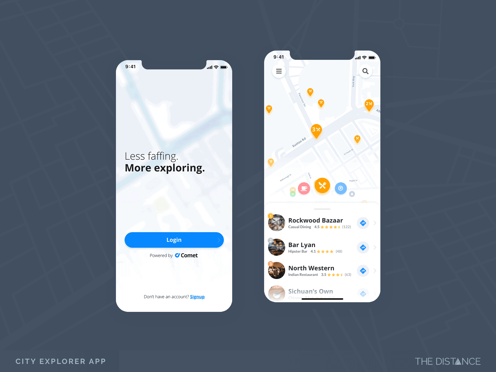 Comet - Navigate. Fast. animation app comet design navigation restaurants td the distance ui ux