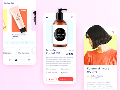 Beauty store - mobile app concept app app design application beauty blog cards clean colors cosmetic design ecommerce interface makeup minimal mobile product shop store ui ux