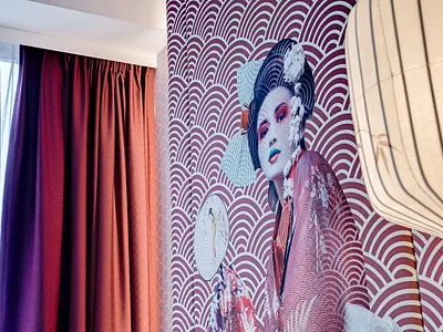 Headboard mural design for nhow Amsterdam hotel art collage collageart design hotel hoteldesign mural mural design photomanipulation photoshop