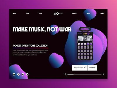 Music Pocket Operator / concept branding concept dark theme dark ui design gradient gradient design homepage illustration inspiration music typography ui web