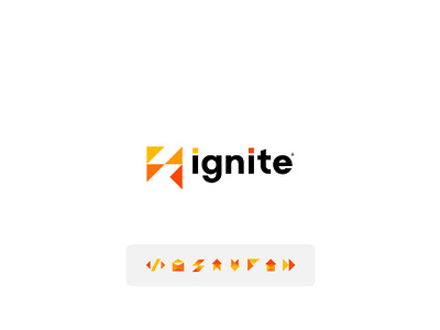 Ignite Logo and Icon Design 2d brand identity branding coding design designer flat geometric graphic design icon iconography ignite illustration logo orange logo playful programming software development agency logo vector website development agency logo