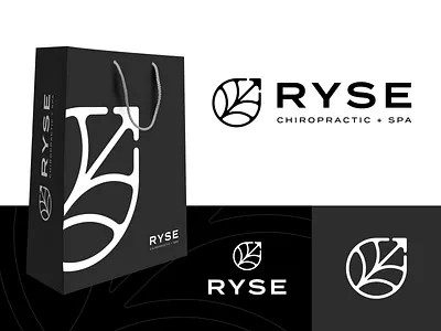 RYSE Chiropractic + Spa Logo brand identity chiropractic chiropractor elegant flat design geometric grow growth health leaf logo design luxury minimal modern natural rise simple sleek spa wellness