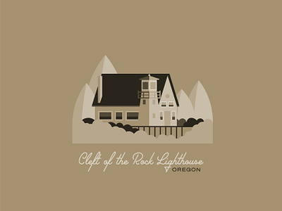 Cleft of the Rock Lighthouse brown coast coastal flat design flat illustration illustration lighthouse northwest oregon pnw