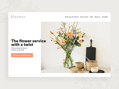 Bloomon - Florist Shop 💐 bloomon concept ecommerce ecommerce design feminine florist flower flower illustration flowers flowershop minimal redesign redesign concept shop ui design website