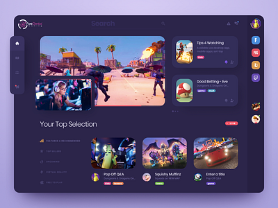 Game Dashboard application dashboad dashboard design design games interface live stream streaming app twich ui ui design user experience user interface user interface design ux video video streaming web web app