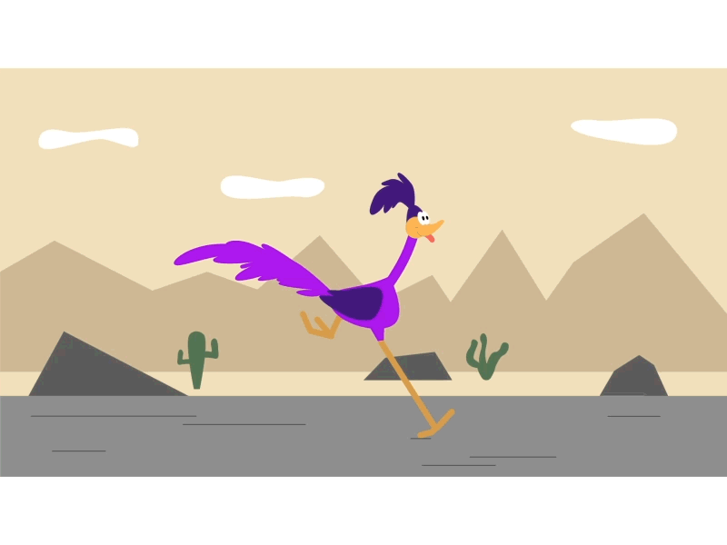 Purple roadrunner! 2d animation 2danimation animation animation 2d animation after effects illustration illustrator looney tunes motion motion design motiongraphic motiongraphics roadrunner run cycle runcycle