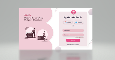 Dribble-login-page ui webdesign