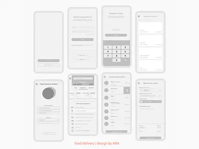 Wireframe | Food delivery deliver delivery design figma food graphic illustration mobile app photoshop ui ux wireframe