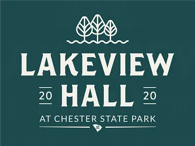 LakeviewHall Logo Dribbble Option1 brand identity branding branding design event venue green logo design logomark logos logotype nature park print state park tree type typeface typography venue white
