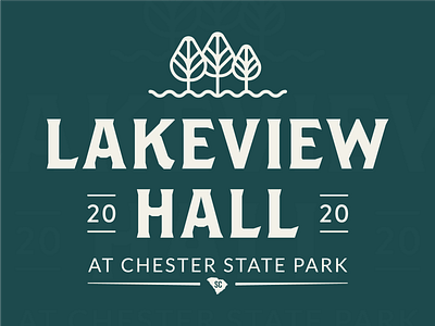 LakeviewHall Logo Dribbble Option1 brand identity branding branding design event venue green logo design logomark logos logotype nature park print state park tree type typeface typography venue white