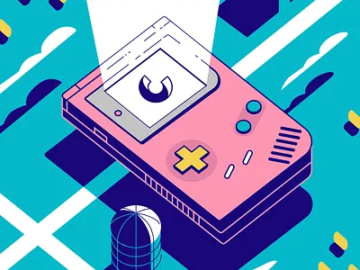 Clade barn blue clade clouds farm figma figmadesign fun gameboy geometric hay illustration pink product illustration retro silo simple illustration vector videogame vintage