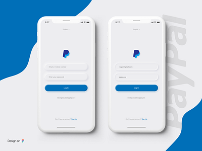 Paypal login redesign app branding clean design login login design login form login page login screen minimal neumorph neumorphic neumorphic design neumorphism paypal redesign redesign concept