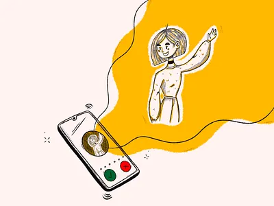 Ringing phone flat illustration characterart characterdesign digital2d flat illustration flatdesign illustration lineart minimalistic phone procreate art ring simple stylized