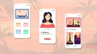 Travelling App app artwork branding design illustration ui web