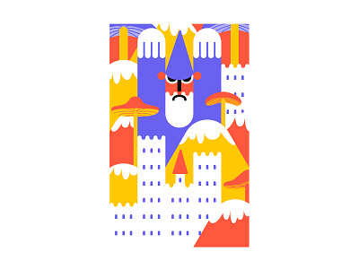 The Wizard castle color color palette colorful colorfull colors design fantasy grid grid design grid system illustration illustrator mushroom negative negativespace playful primary colors vector wizard