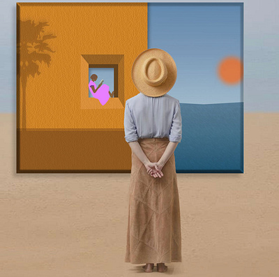 sea watching design photoshop sun woman