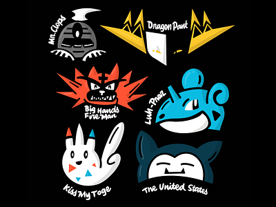 My Pokemon team and their names dragapult dusclops illustration incineroar lapras lettering pokemon pokemongo snorlax sticker togekiss