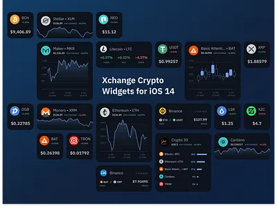 Xchange — Crypto Platform Widgets for iOS 14 2020 trend bitcoin crypto crypto exchange cryptocurrency dark dark ui design ethereum flat ios ios14 ui ux web web design website widget