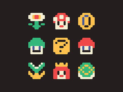 Icons of the Kingdom 8 bit game art gamer icon design icon set icons mario bros nintendo vector