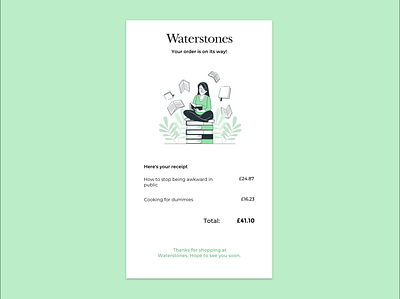 Email Receipt books bookstore email email design reading uichallenge uidesign